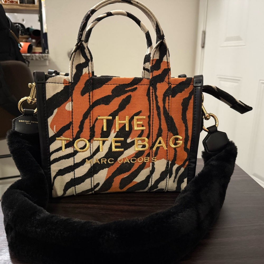 Marc Jacobs Orange and Black Zebra Tote
